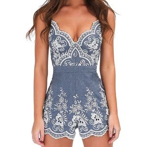 EMBROIDERED FLORAL ROMPER